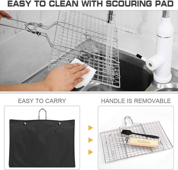 Faltbarer BBQ Grillkorb, Huolewa Tragbares Grillwerkzeug Grillroste Grillkorb Grill für Fischgemüse