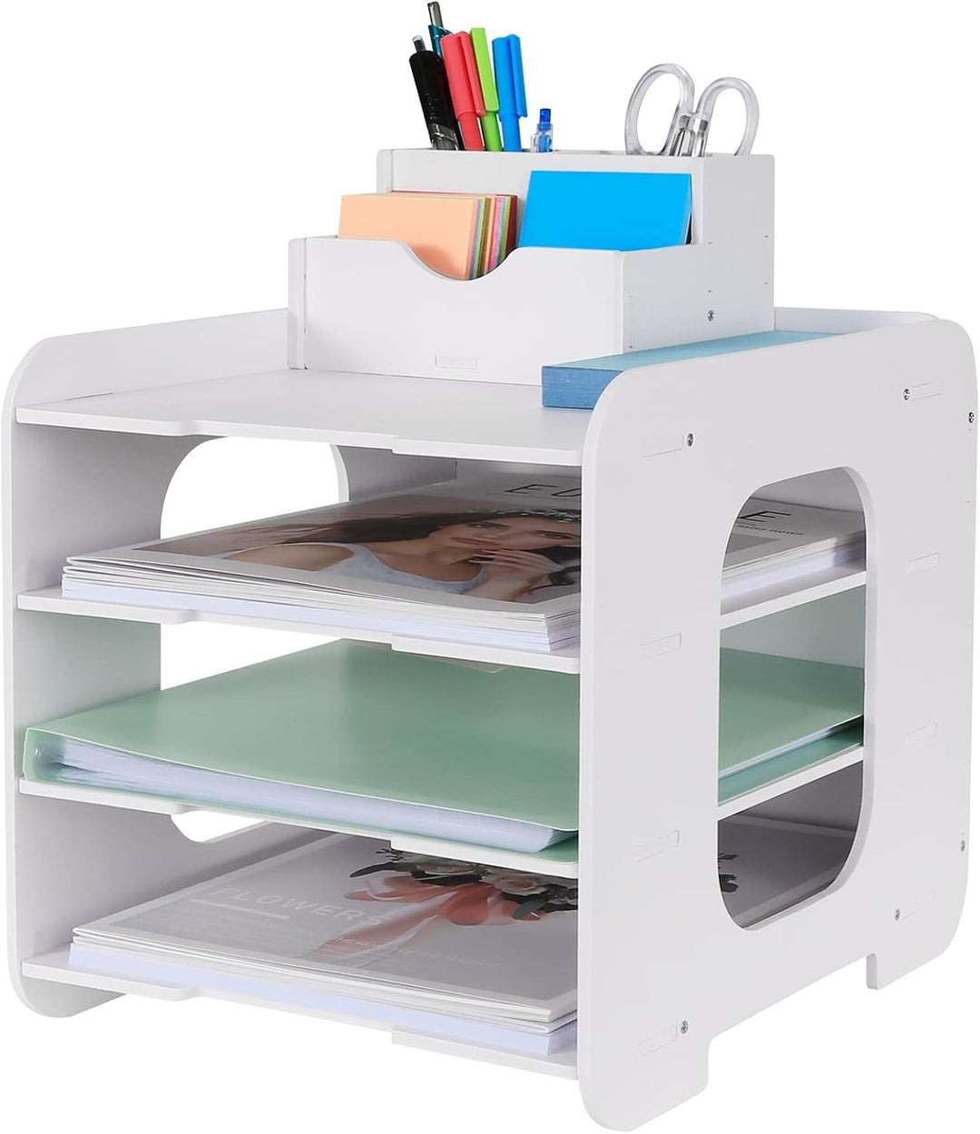 Schreibtisch-Organizer, Briefablage, Dokumentenhalter, A4-Papierablage, für Zuhause, Büro, Schule, 4