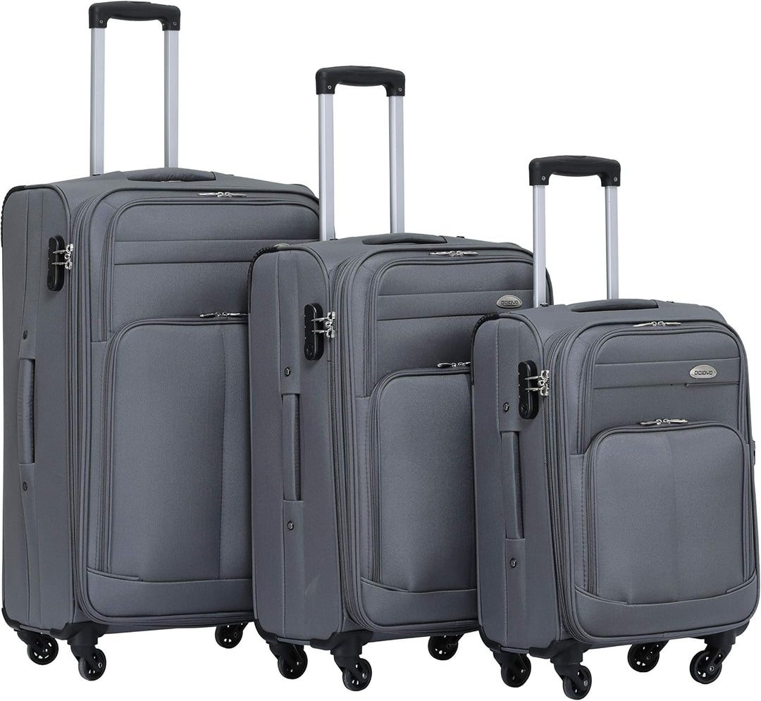 BEIBYE Kofferset Trolley Gepäckset Stoff Dehnungsfuge Koffer Reisekoffer (Grau), Grau