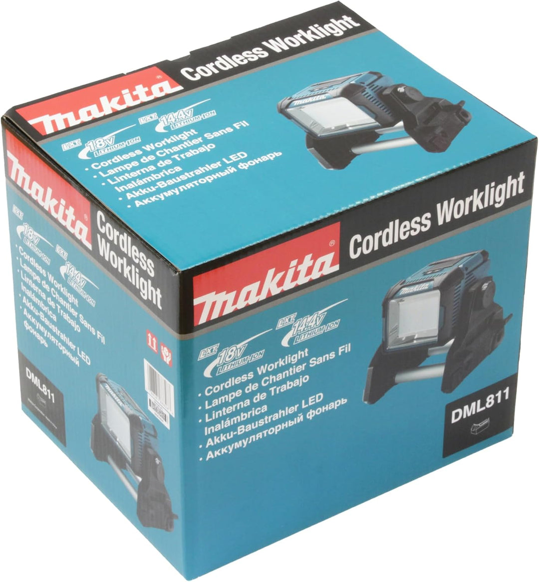 Makita DML811 LED-Baustrahler 14,4V-18V, 230V (ohne Akku & Ladegerät), max. 3000 Lumen, 3 Helligkeit