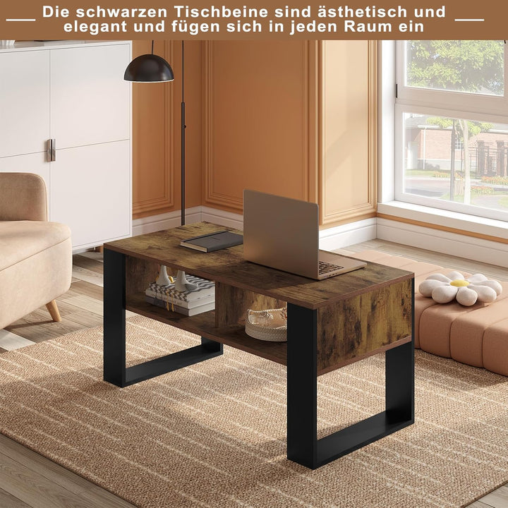 WOLTU Couchtisch mit Stauraum, Beistelltisch fürs Wohnzimmer, Wohnzimmertisch modern, rechteckiger K