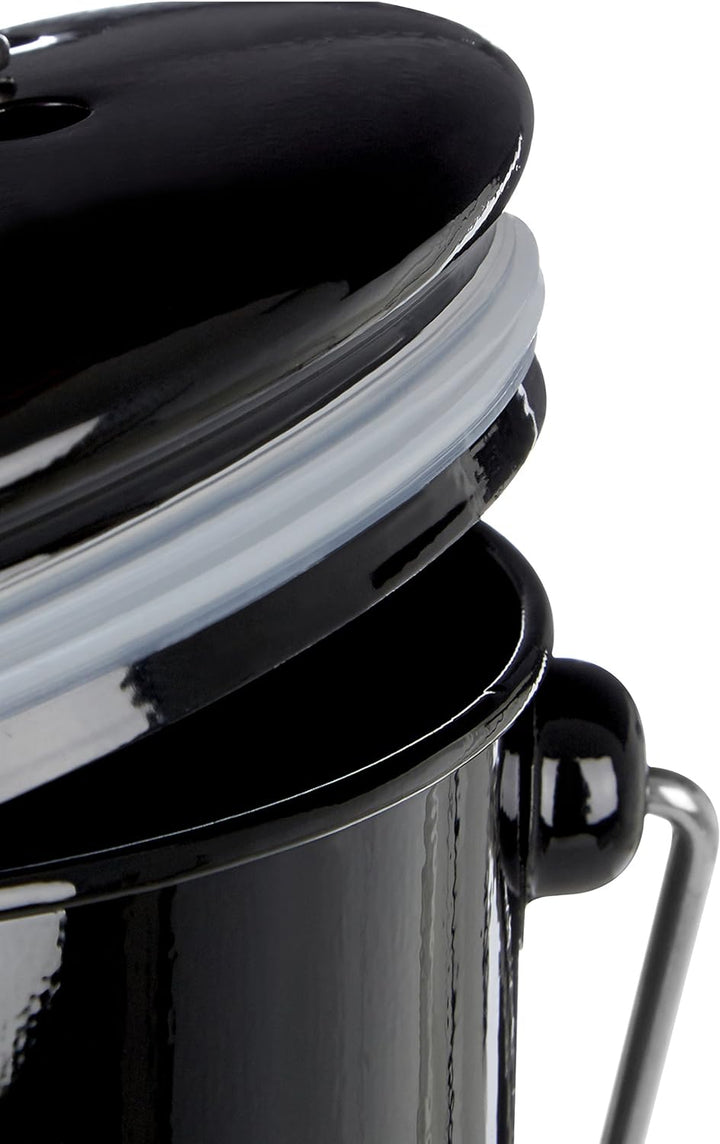 Premier Housewares 0510019 Komposteimer mit Tragegriff Ø14 x H22 cm, Schwarz, Schwarz