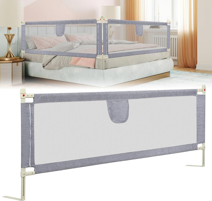 Tubiaz 200cm Bettgitter Rausfallschutz, Kinderbettgitter Höhenverstellbar 64-96cm, Bettschutzgitter