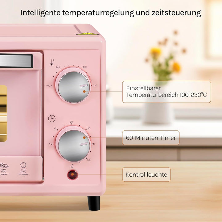 WOLTU Mini Backofen 12 Liter, 800 Watt Toasterofen | Pizzaofen | Krümelblech mit Timer Minibackofen