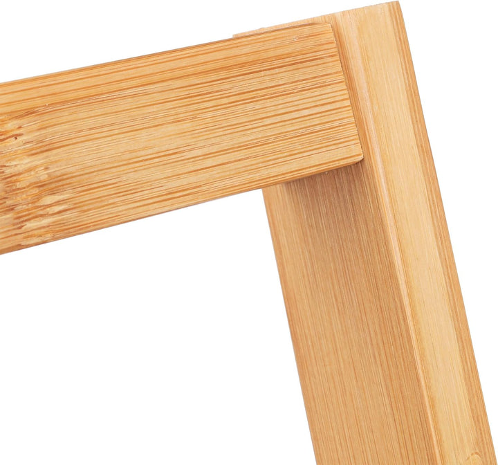 Relaxdays Handtuchhalter freistehend, Leiterregal mit 4 Handtuchstangen, Handtuchständer Bambus, HBT