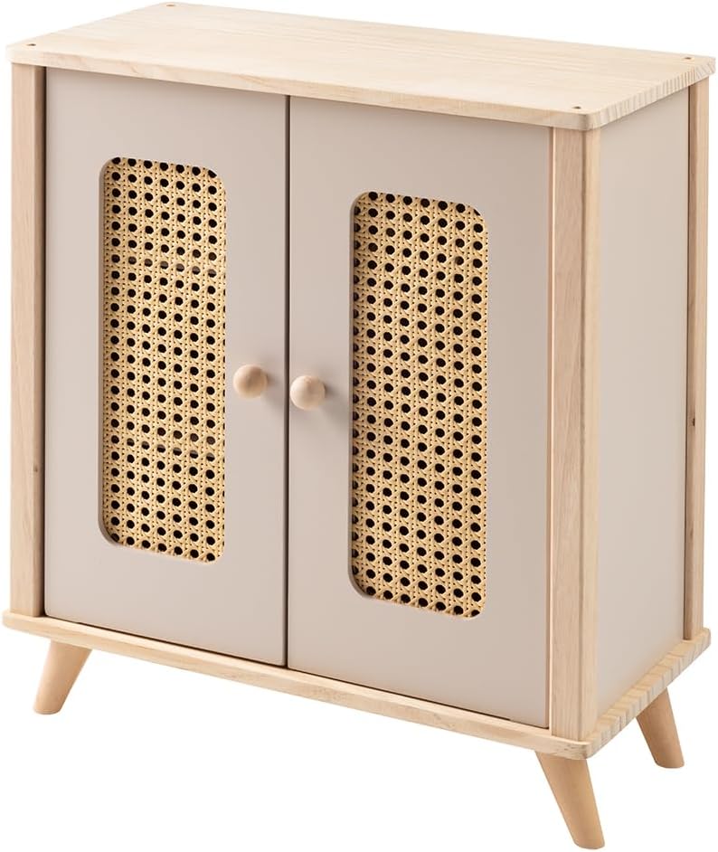 howa Puppenschrank Puppenkleiderschrank aus Holz miniflowers Puppenmöbel mit Kleiderstange, Regalen