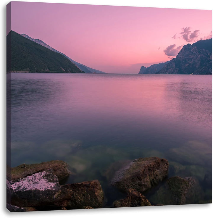 Gardasee in Italien, Format: 70x70 auf Leinwand, XXL riesige Bilder fertig gerahmt mit Keilrahmen, K