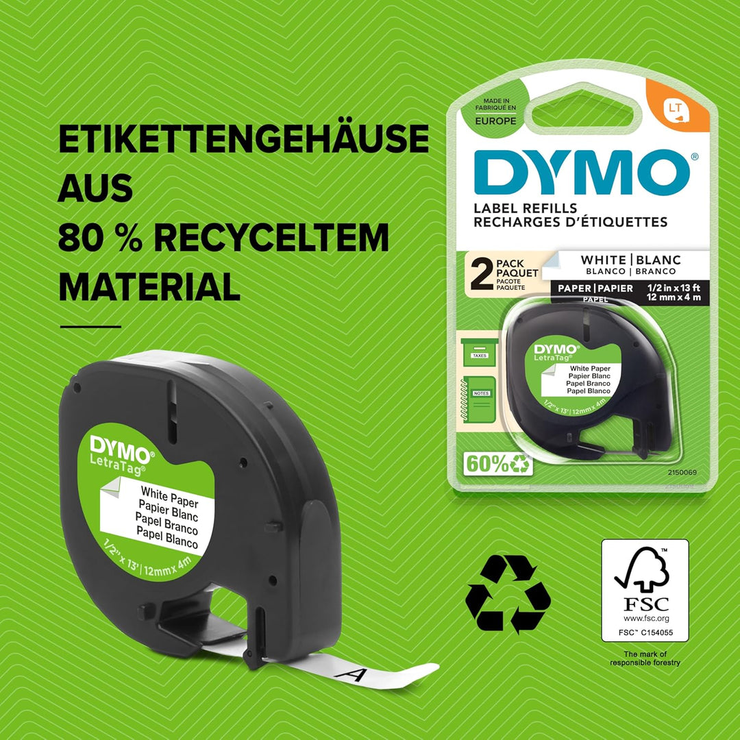 Dymo LetraTag LT-100H Beschriftungsgerät Handgerät | Tragbares Etikettendrucker mit ABC Tastatur | m