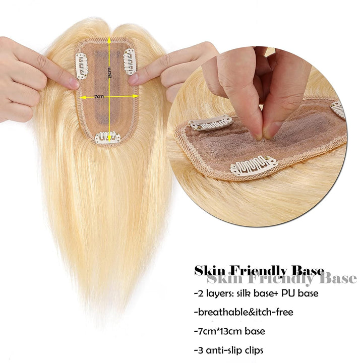 Silk-co Clip in Extension Echthaar Topeer Echthaar Haarteile Echthaar Toupet Haarverlängerung mit Fr