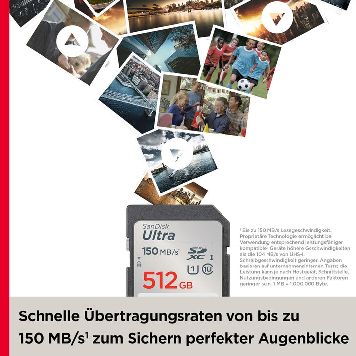 SanDisk Ultra SDXC UHS-I Speicherkarte 512 GB (Für Kompaktkameras der Einstiegs- und Mittelklasse, F