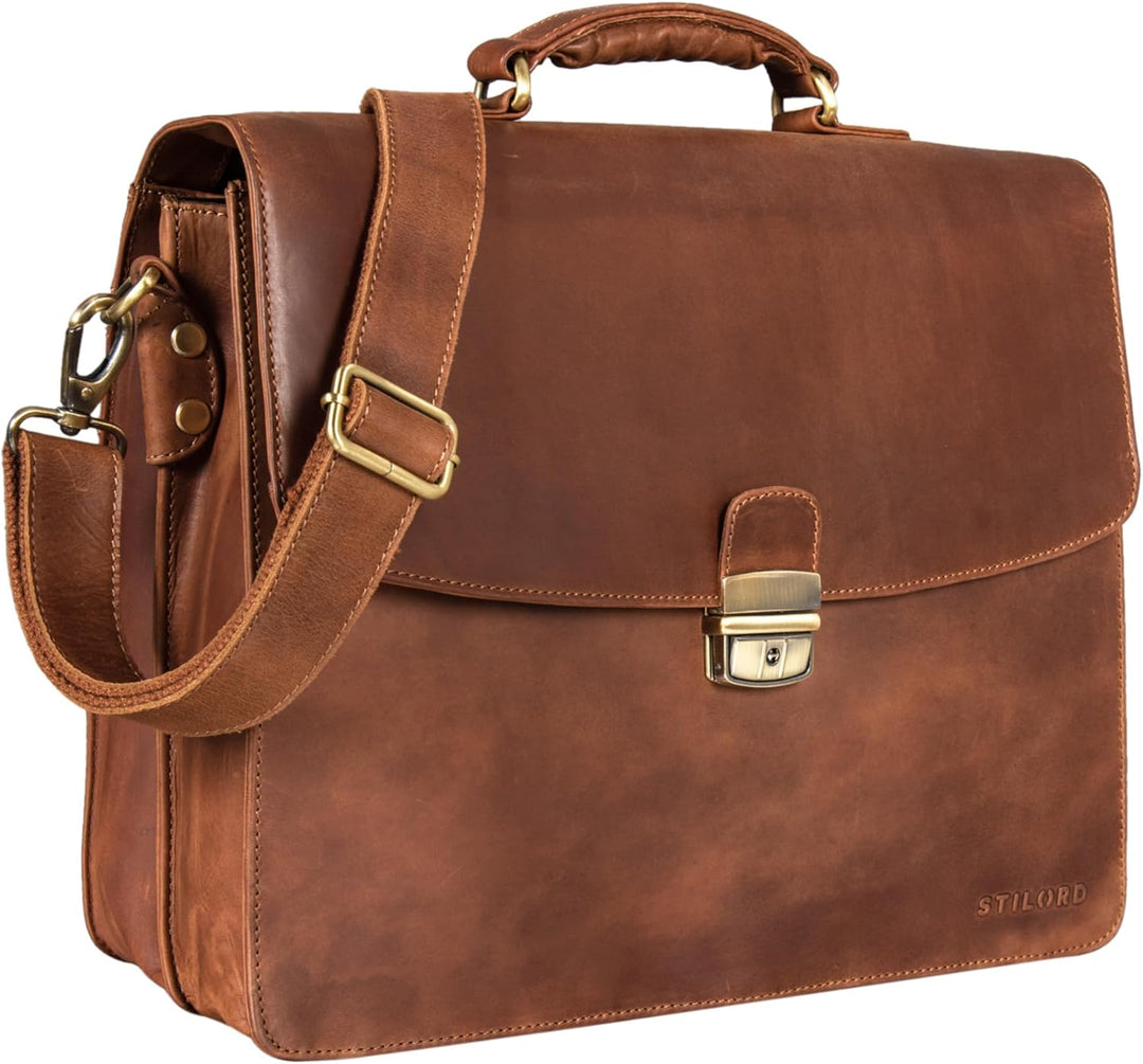 STILORD 'Loris' Klassische Aktentasche Leder Gross Herren mit 13-15 Zoll Laptop-Fach | Business-Tasc