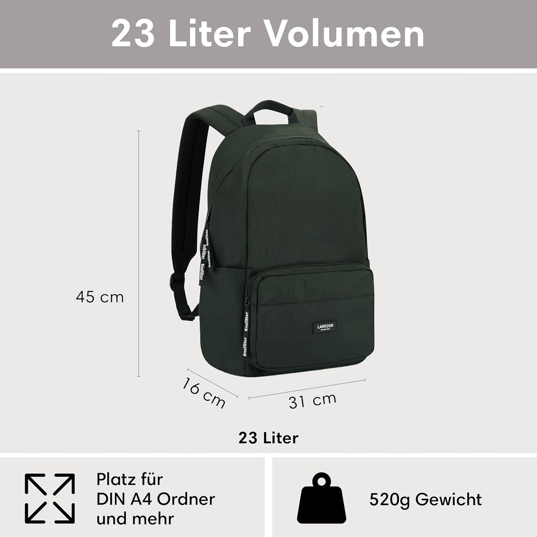 LARKSON Schulrucksack Mädchen & Jungen Teenager - No 3 - Rucksack Damen & Herren für Schule - 16" La