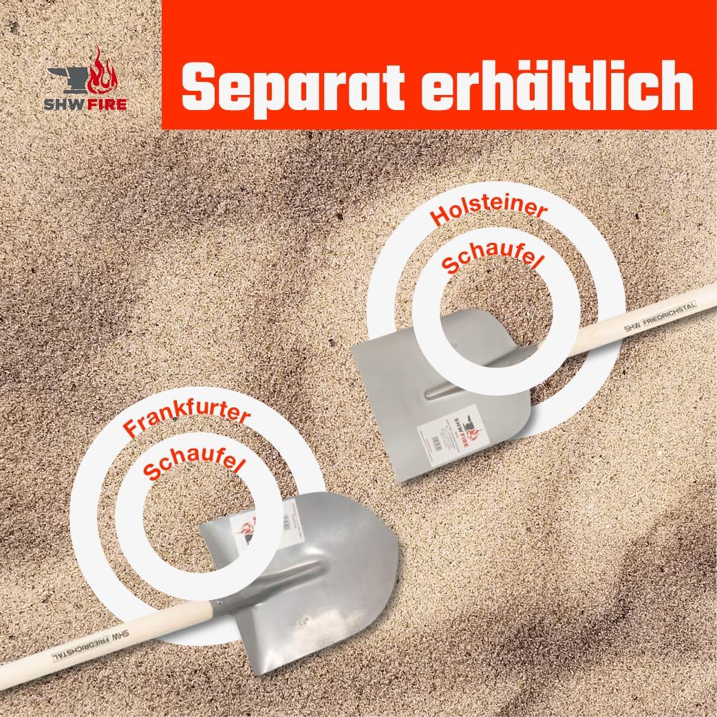 SHW-FIRE Holsteiner und Frankfurter Schaufel aus Spezialstahl und Eschenholz. 130cm