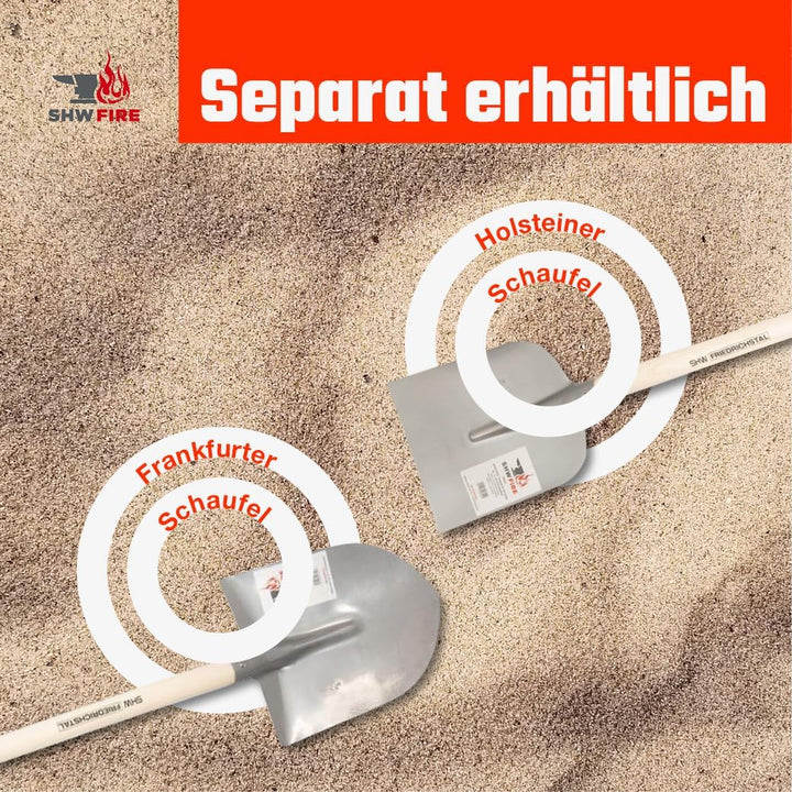 SHW-FIRE Holsteiner und Frankfurter Schaufel aus Spezialstahl und Eschenholz. 130cm