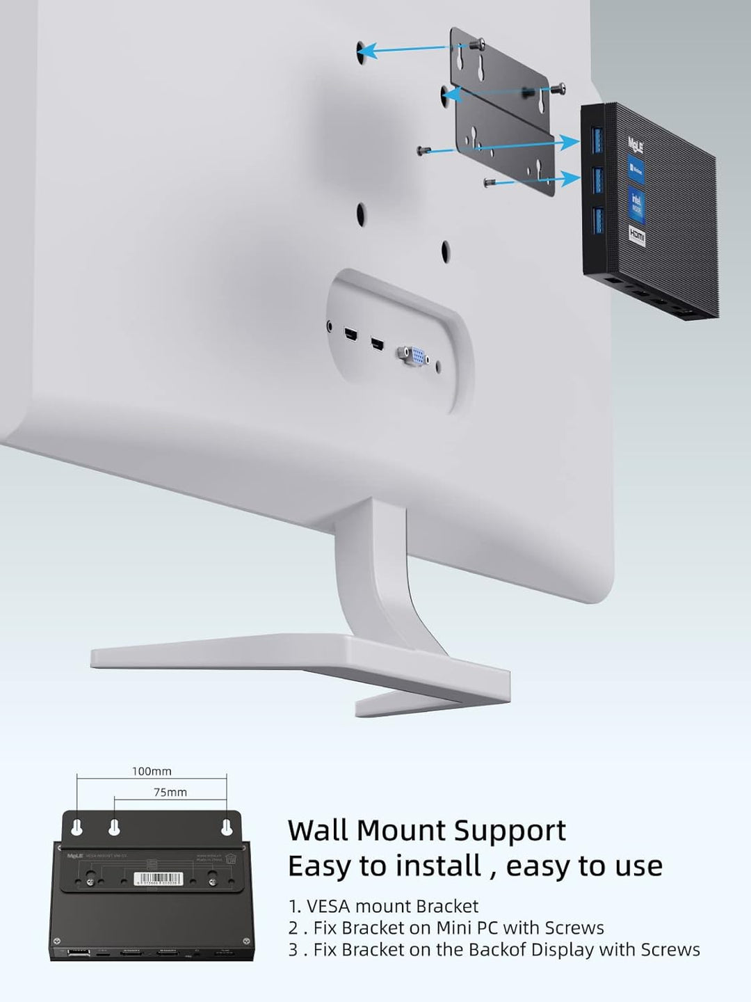 MeLE Mini PC Lüfterlos Quieter3Q N5105 8 GB/256 GB Desktop-Computer Micro PC M.2 SSD bis zu 4 TB Dua