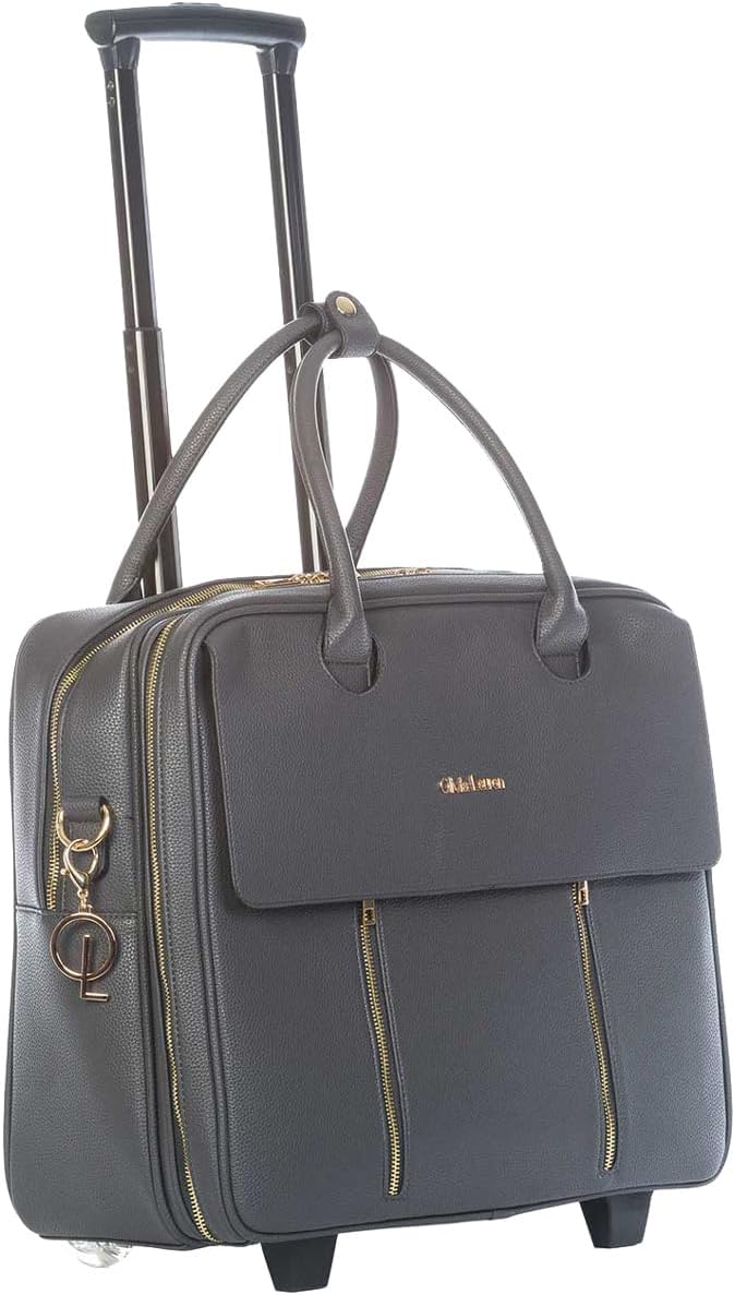 Klassische Rollen Aktentasche Trolley Damen Business Laptoptasche Grau Bowatex