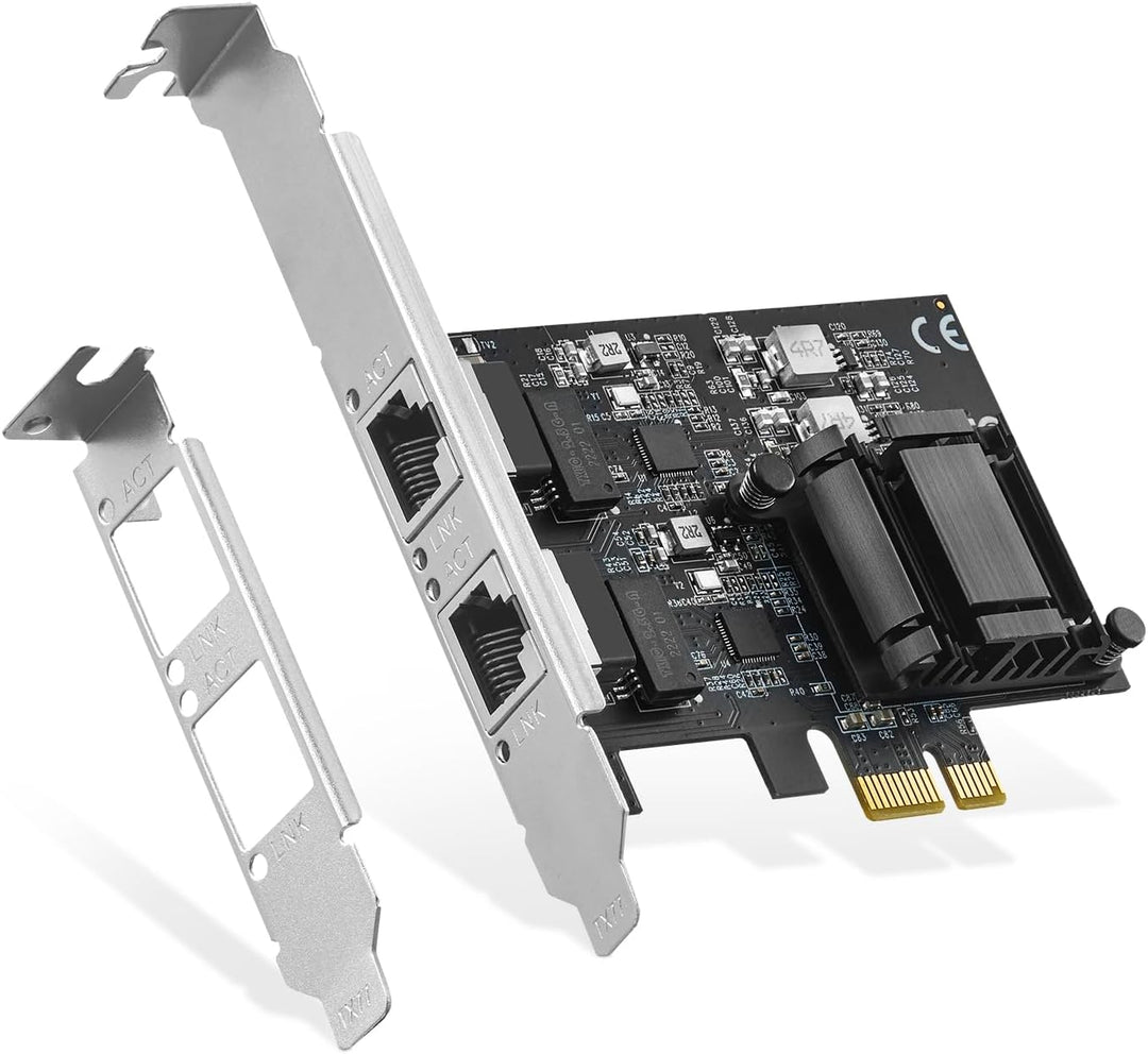Binardat 2 Ports 2.5G PCIe Netzwerk Adapter, RTL8125B LAN Controller 2500/1000/100Mbps Ethernet RJ45