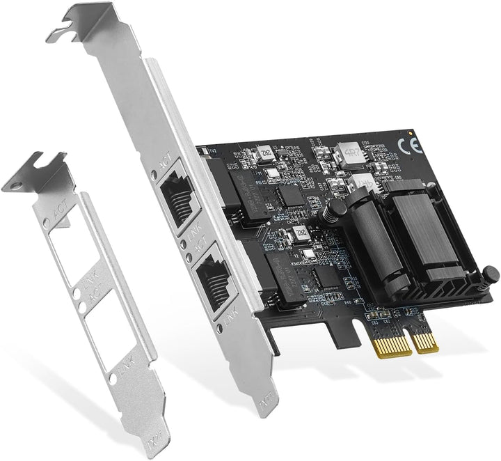 Binardat 2 Ports 2.5G PCIe Netzwerk Adapter, RTL8125B LAN Controller 2500/1000/100Mbps Ethernet RJ45
