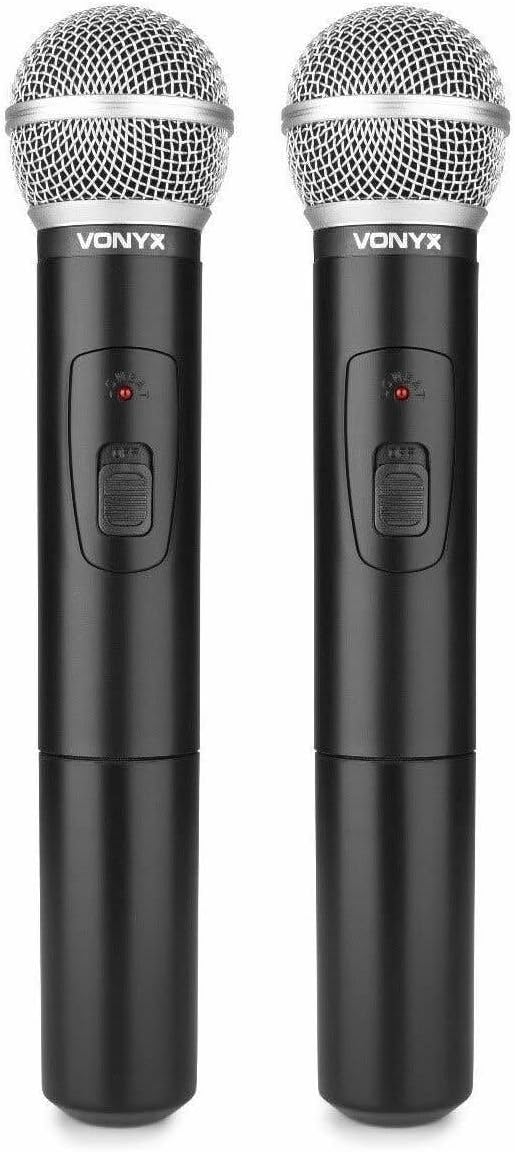 Vonyx STWM712 - Wireless Mikrofonset VHF 2-Kanal mit Empfänger und 2 Funkmikrofonen, Funkmikro, drah