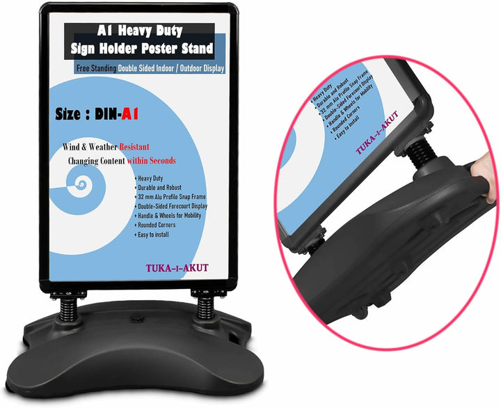 TUKA-i-AKUT A1 Kundenstopper Plakatständer Wind-Sign Beidseitig für 2 Plakate, Werbeaufsteller Mobil