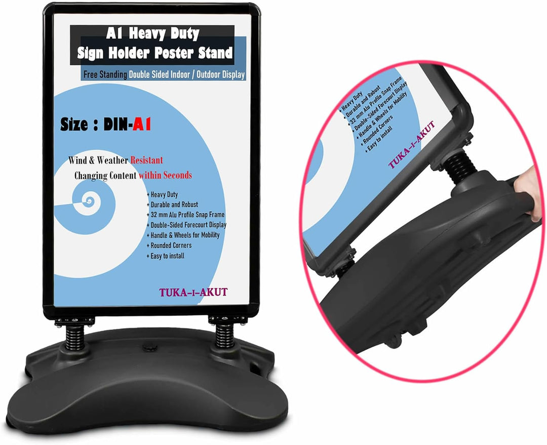 TUKA-i-AKUT A1 Kundenstopper Plakatständer Wind-Sign Beidseitig für 2 Plakate, Werbeaufsteller Mobil