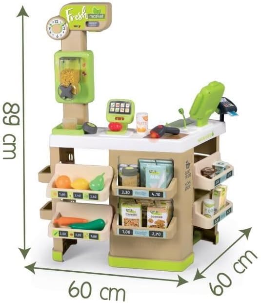Smoby - Supermarkt Fresh Market - Bio-Supermarkt mit Spielkasse, Einkaufskorb, viel Zubehör und Elek