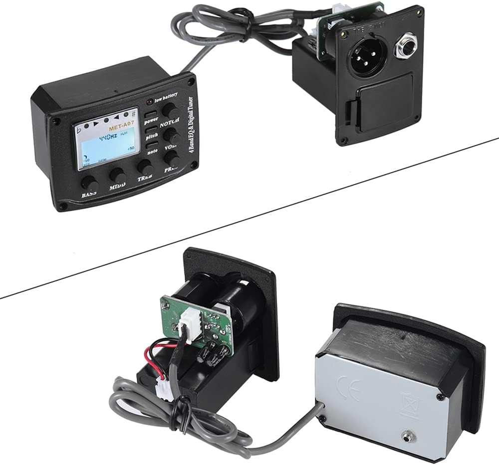 Btuty Tonabnehmer für Akustikgitarre, 4-Band, EQ Equalizer, Ton- und Lautstärke-Verstärker, Vorverst