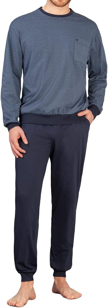 hajo Herren Schlafanzug - Premium Cotton 56 Rauchblau, 56 Rauchblau