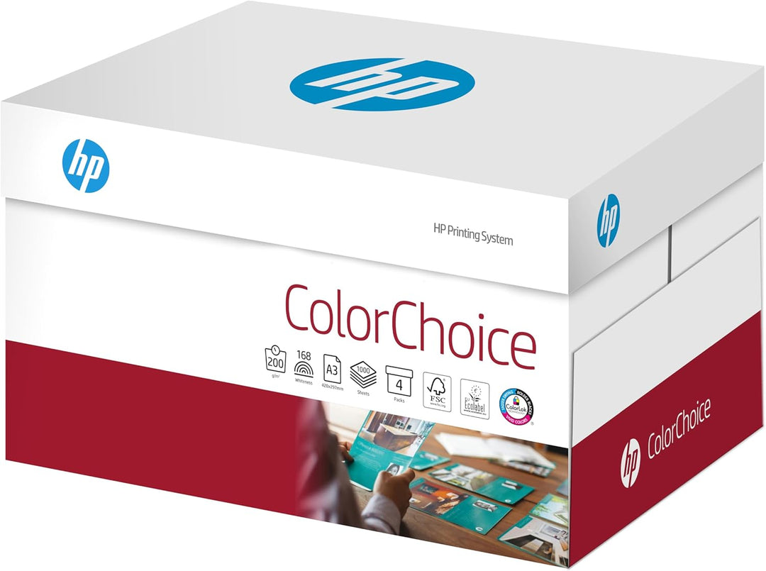 HP Farblaserpapier, Druckerpapier Colorchoice CHP 764 - 200 g, DIN-A3, 1000 Blatt (4x250), extraglat