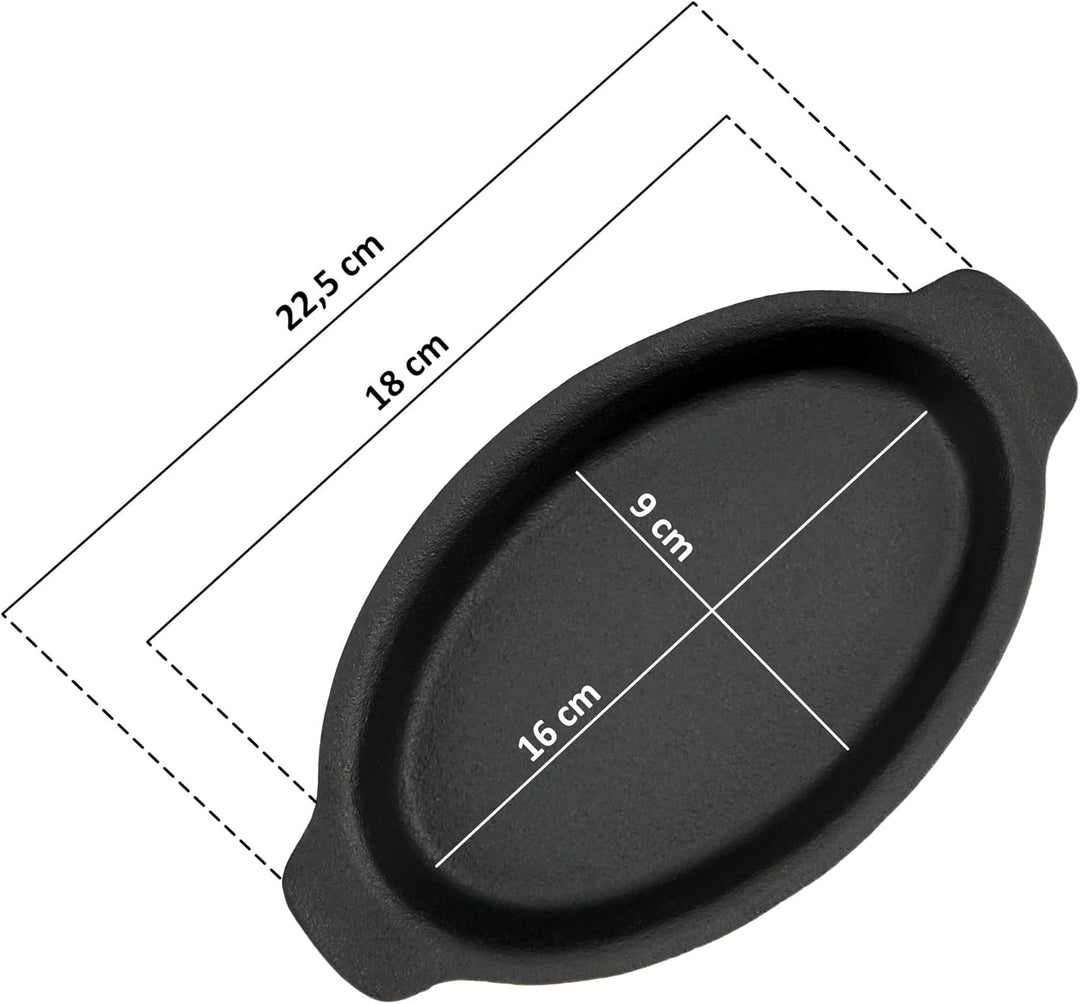 BBQ-Toro Gusseisen Servierpfännchen Set (6-er Pack) | 22,5 x 13 cm - oval | bereits eingebrannt - pr
