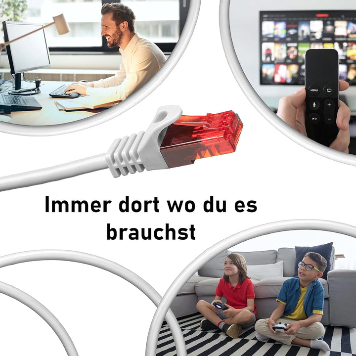 BIGtec - 10 Stück - 15m Gigabit Netzwerkkabel Patchkabel Ethernet LAN DSL Patch Kabel weiss (2x RJ-4