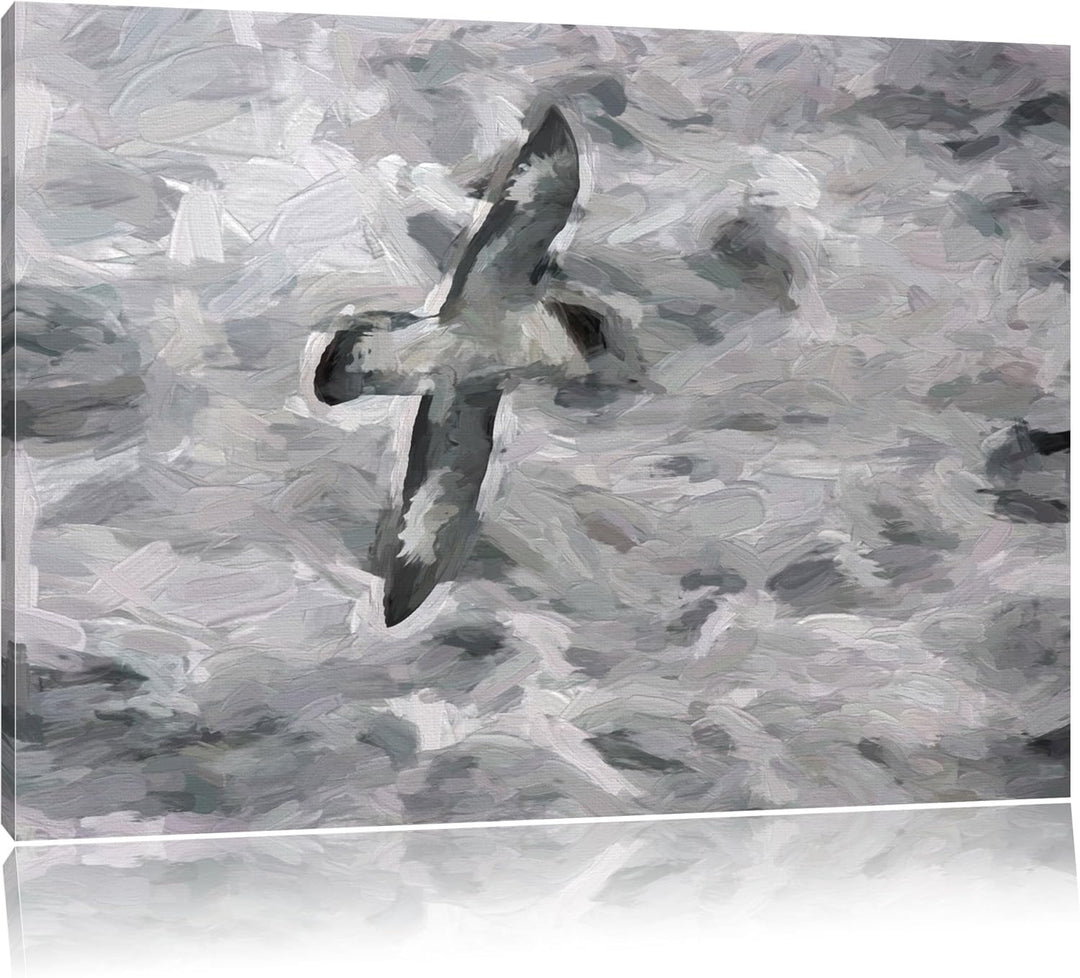 prächtige Möwe fliegt über Wasser Deluxe Format: 100x70 cm auf Leinwand, XXL riesige Bilder fertig g