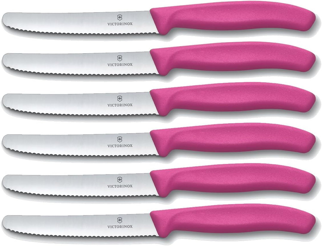Victorinox 6 Stück Tafelmesser - Küchenmesser - Brötchenmesser Swiss Classic mit Wellenschliff - Swi