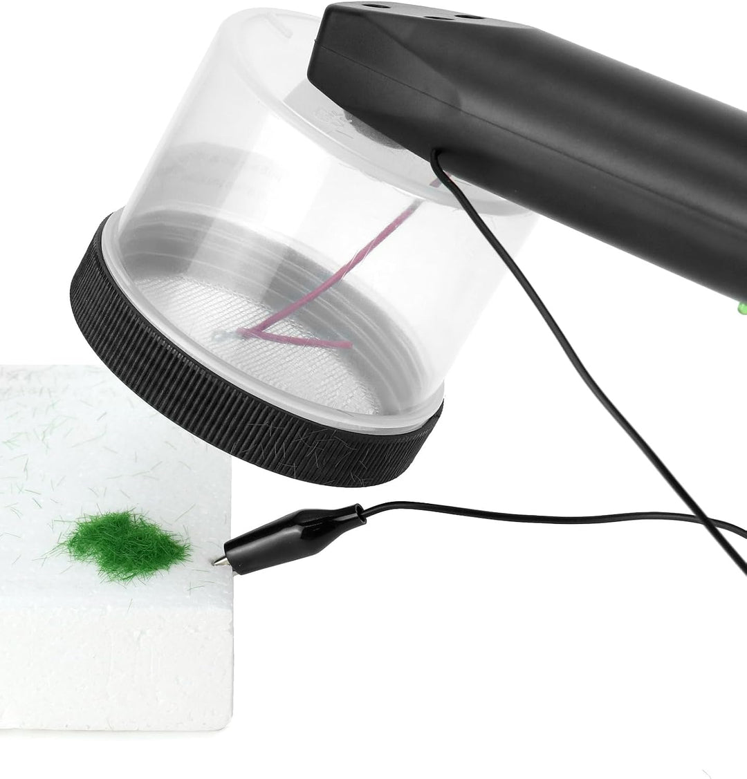 QWORK® Mini Grass Beflockung Applikator - mit 4 Farben Modellbau Gras und Reinigungsbürste - für DIY