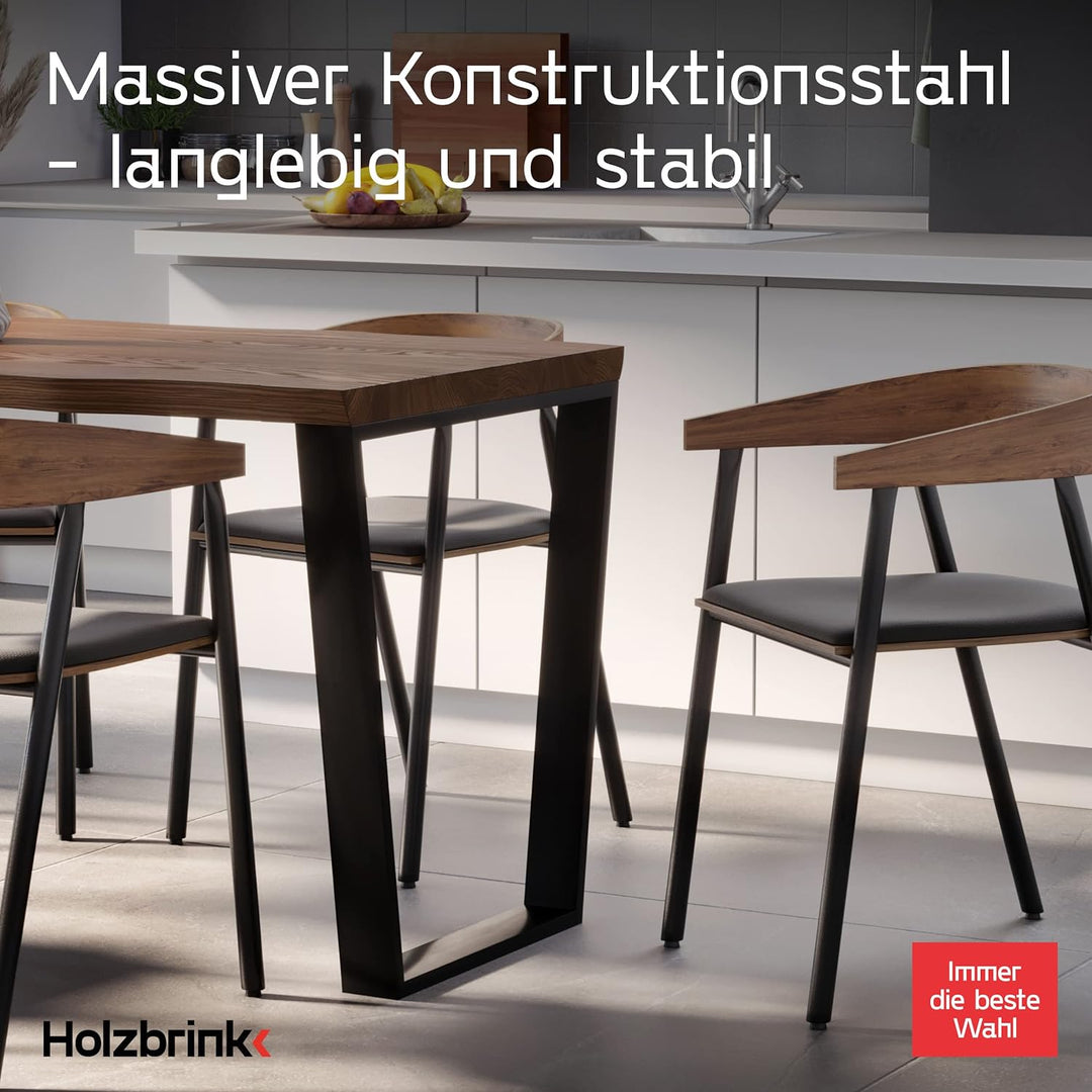 HOLZBRINK Tischbeine Trapez für Esstisch/Schreibtisch, 70/50x72cm, Rohstahl mit Klarlack, 1 Stück, H