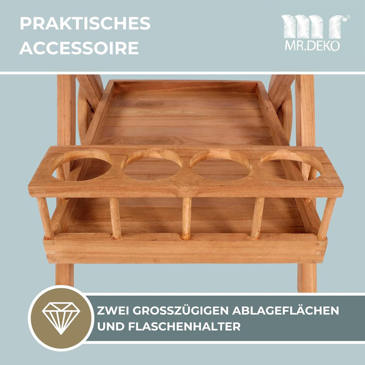 Mr. Deko Teak Servierwagen Chester - Teak - Dinett - Kaffee - Teewagen - Butler - Gartentisch - Outd