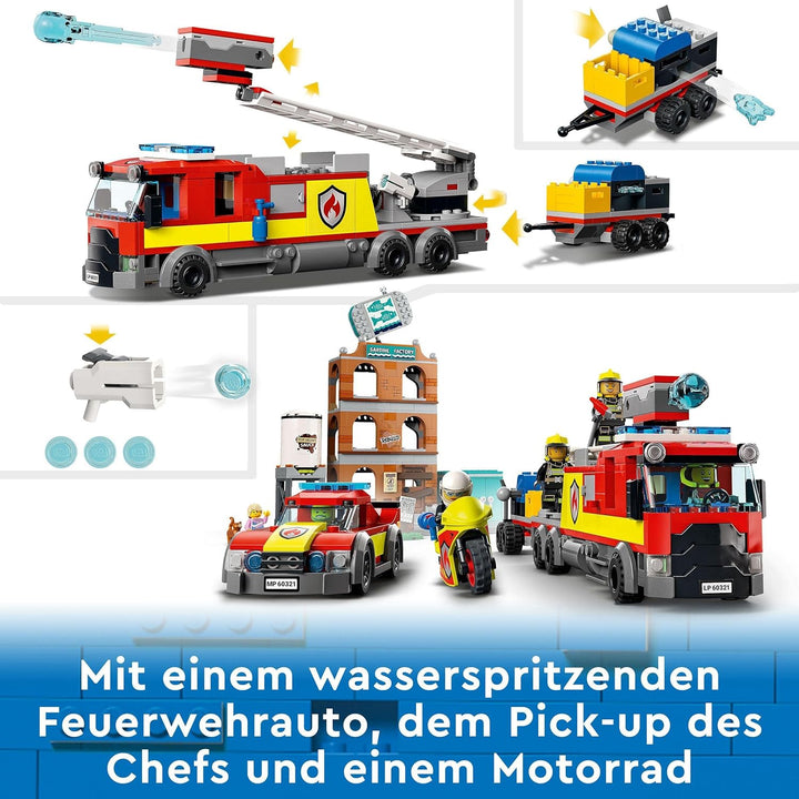 LEGO 60321 City Feuerwehreinsatz mit Löschtruppe, Feuerwehr-Spielzeug mit Feuerwehrauto und Minifigu