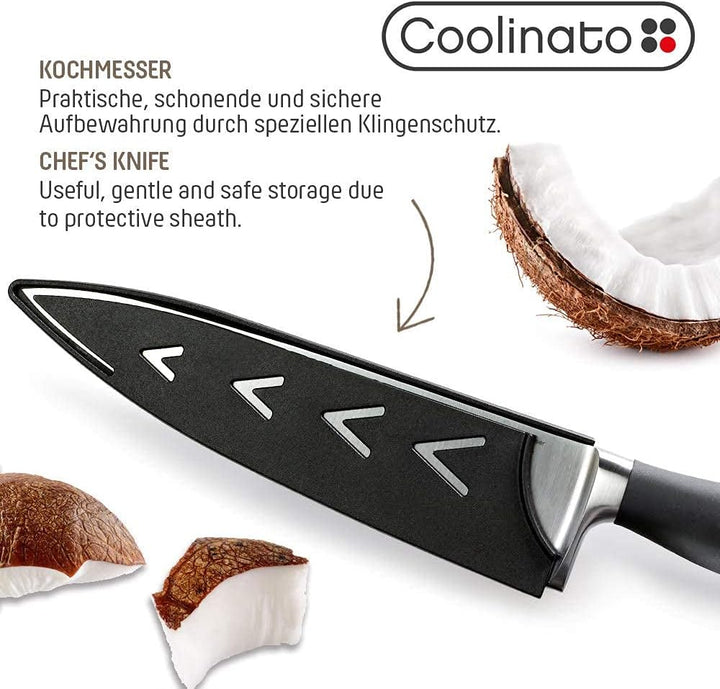 Coolinato Profi Küchenmesser - Kochmesser 20cm, extrem scharf, Japanischer Klingenstahl, Soft Grip G