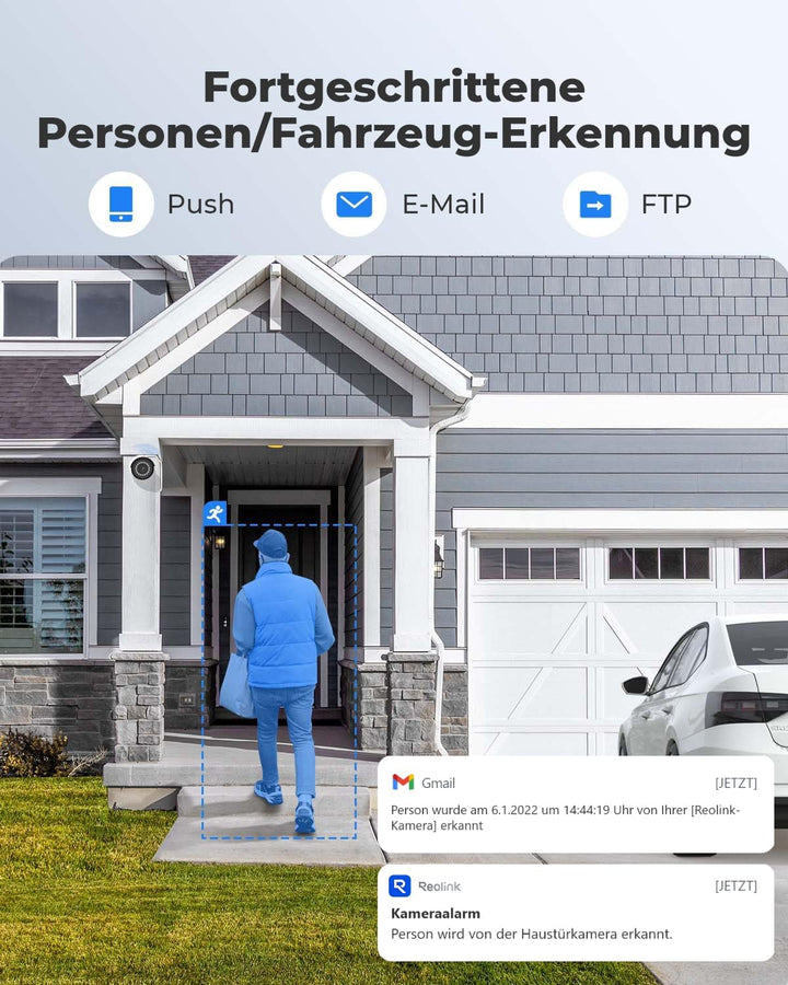 Reolink 5MP PoE Überwachungskamera Aussen, Smarte Personen-/Autoerkennung IP Kamera Outdoor mit Audi
