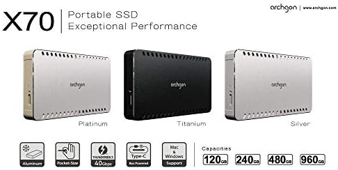 Archgon X70 480GB Silber Thunderbolt 3 Portable External PCIE SSD (up to R/W 1600/1100 MB/s) nur für