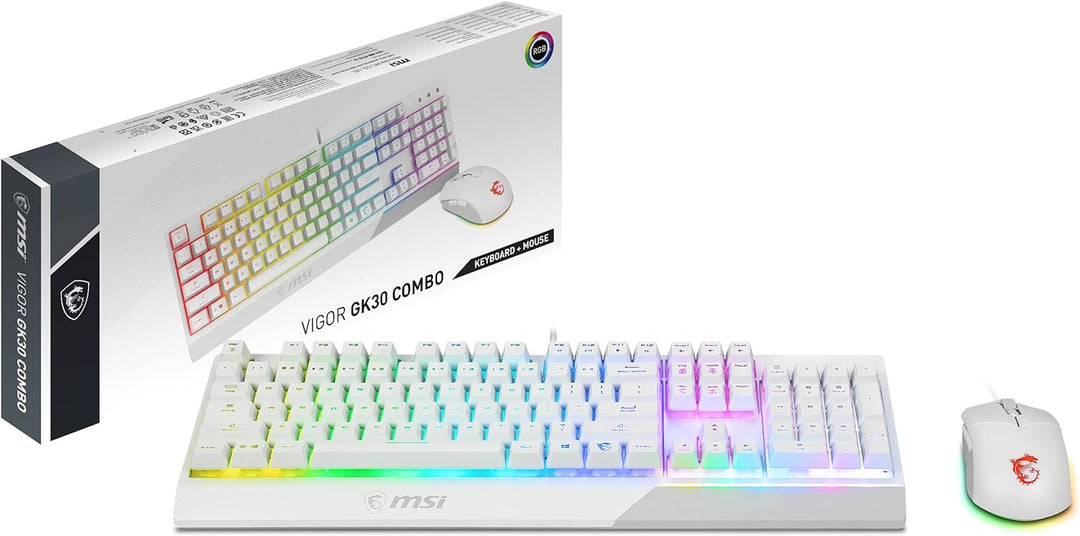 MSI Vigor GK30 Combo White - Tastatur auf Spanisch MSI Vigor GK30 Mekamembrane mit RGB Gaming Weiss