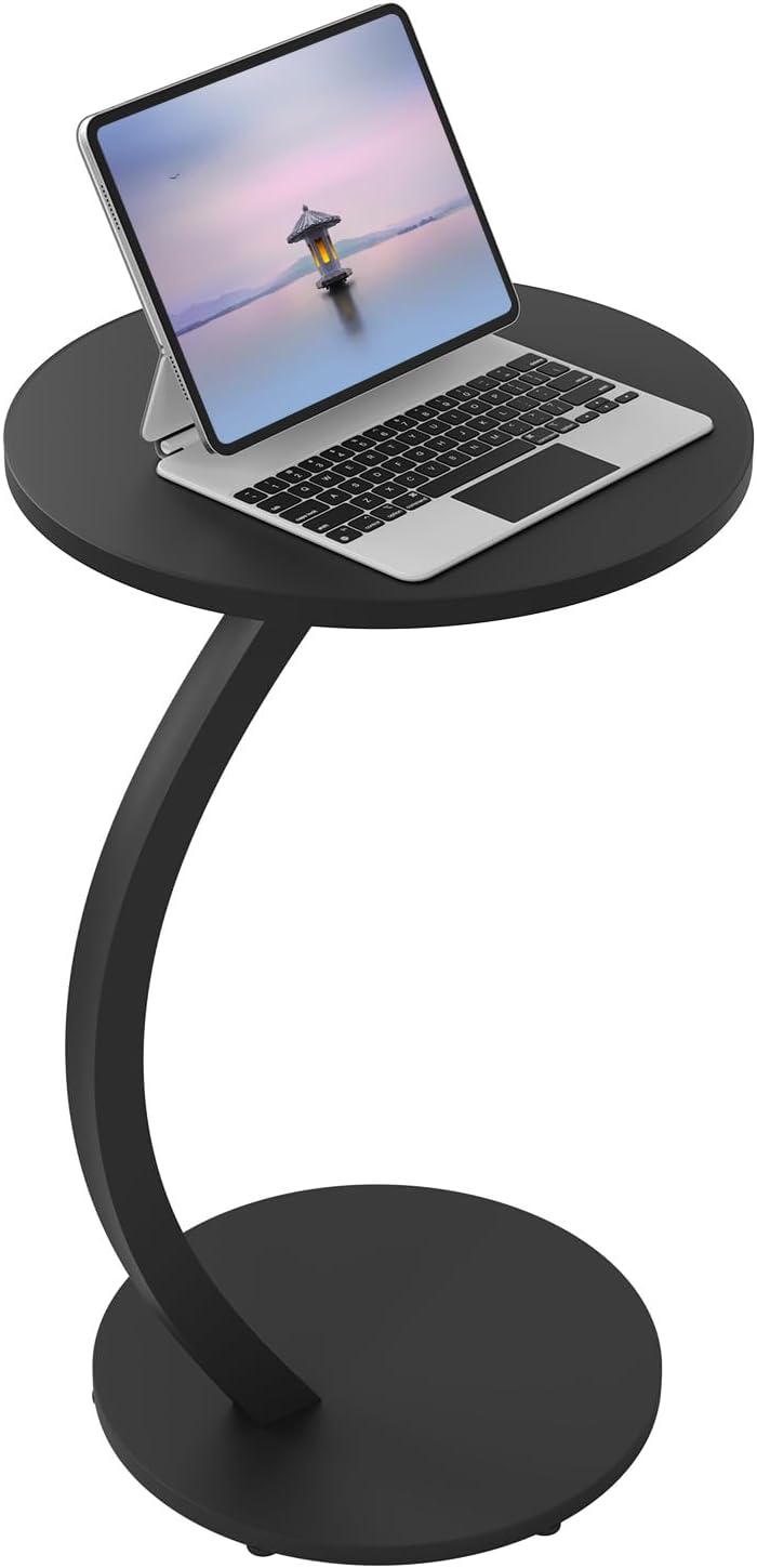 WOLTU Beistelltisch C Form, Couchtisch rund, Sofatisch Kaffeetisch, Kleiner Tisch für Couch Sofa Bet