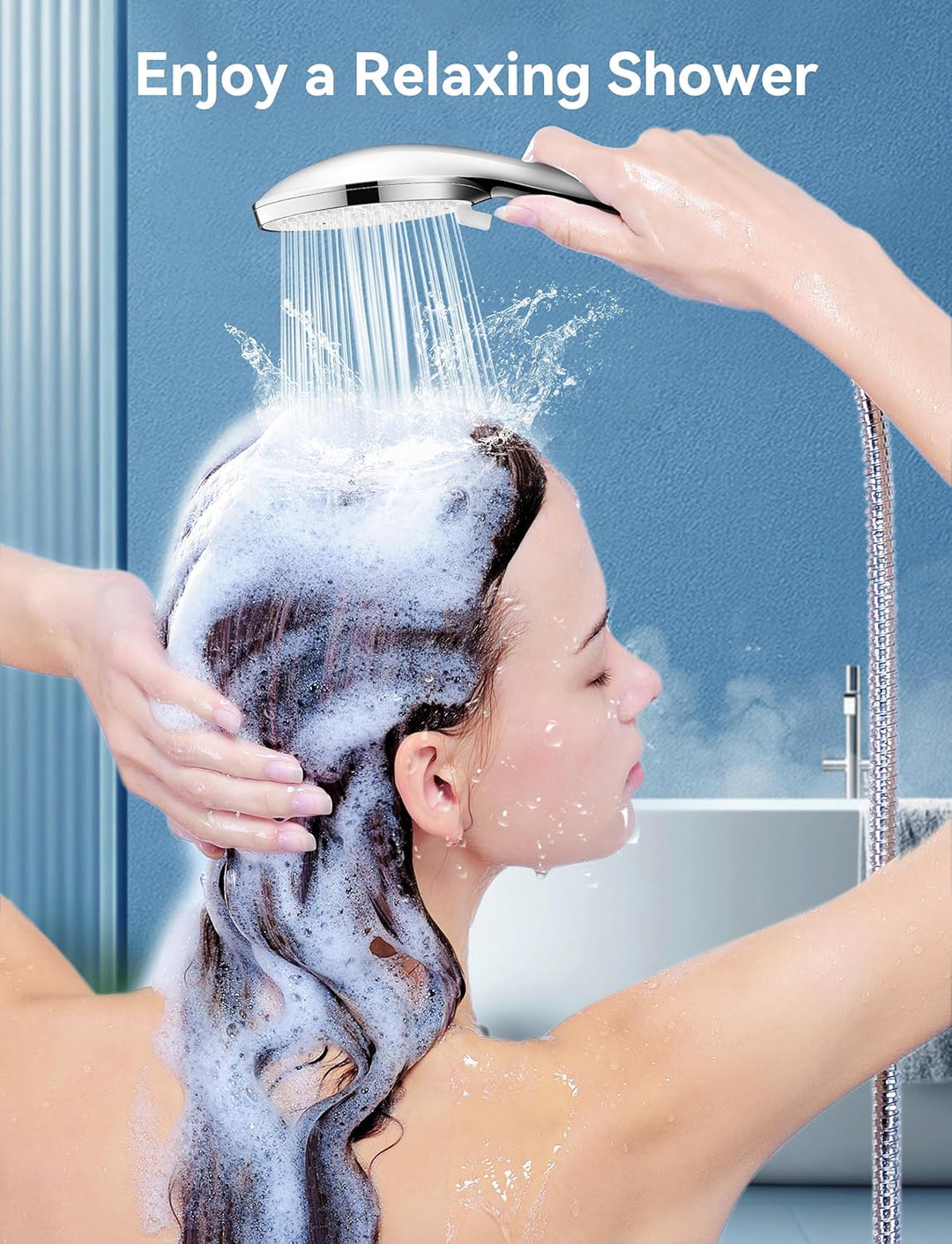 Magichome Duschkopf Wassersparend mit Schlauch 2M, wassersparender Duschkopf mit 5 Strahlarten,Regen