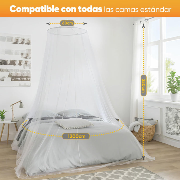 Sekey XXL Moskitonetz Doppelbett Rund, Mückennetz Bett Feinmaschig Mesh, Insektennetz für Innen und