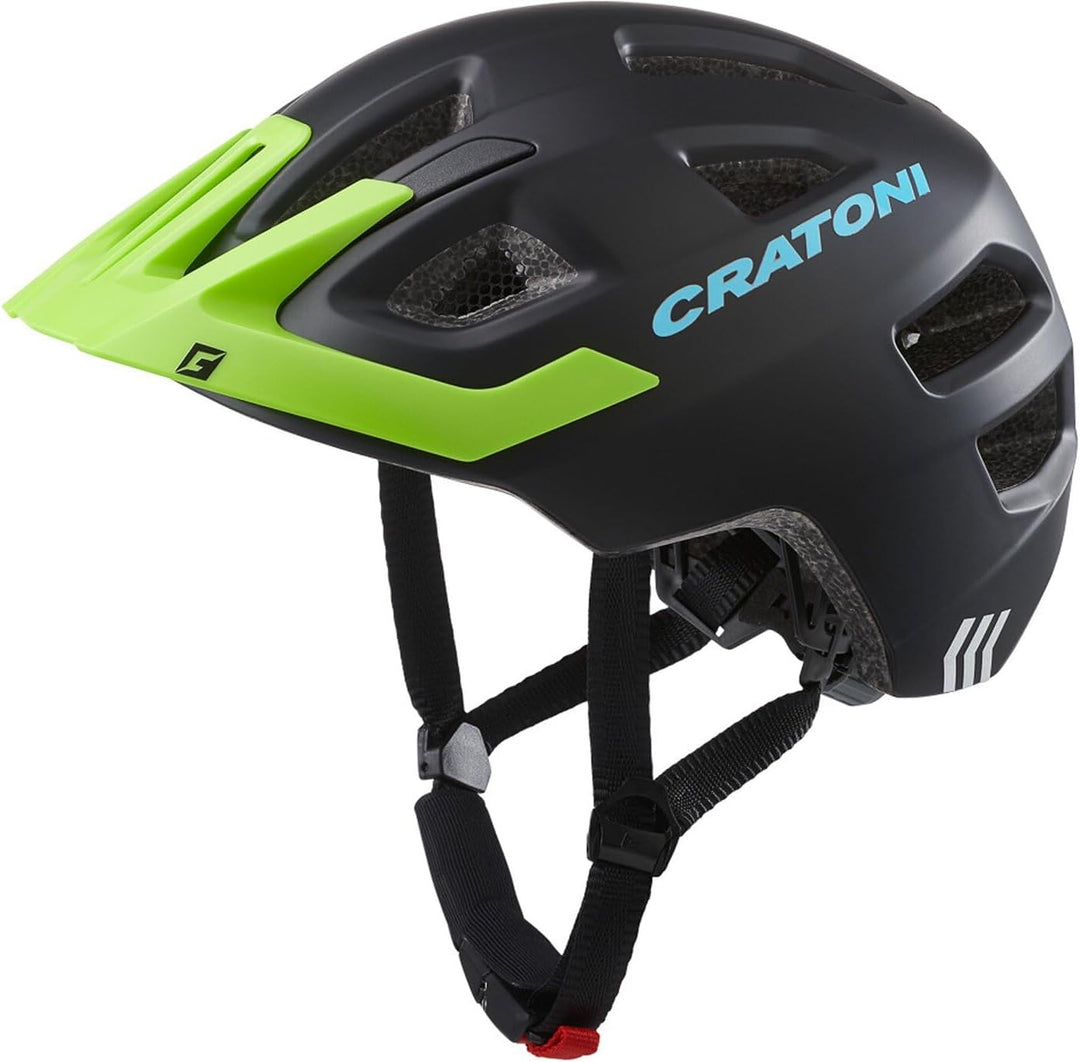 Cratoni Kinderhelm Maxster Pro Fahrradhelm Kinderhelm Jugendhelm mit Rücklicht Schwarz/Lime Matt S,
