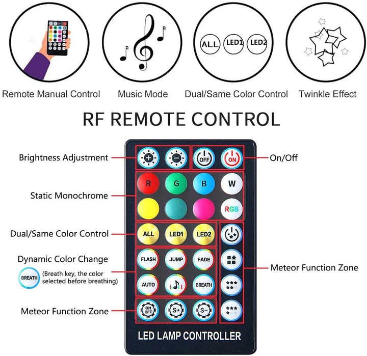 1300pcs 13.1ft Fiberglas Starlight Light Kit für Auto, 32W RGB Meteor Farbe Bluetooth APP Control So