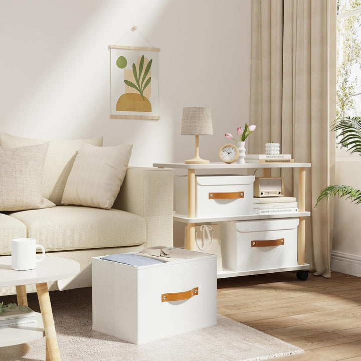 OUTBROS 3 Stück Aufbewahrungsboxen mit Deckel, 38 x 25 x 25 cm, faltbare Stoffboxen, Aufbewahrungskö