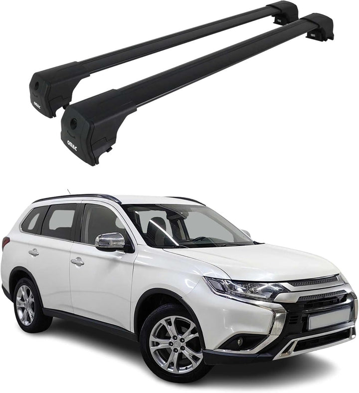 Dachträger kompatibel mit Mitsubishi Outlander 3 2012-2021 Alu Schwarz TUV ABE 2X, Schwarz