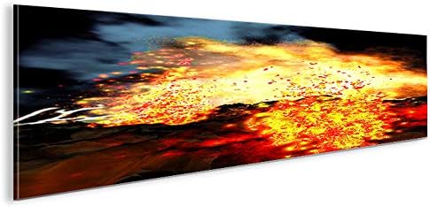 islandburner Bild Bilder auf Leinwand Lava Vulkan Panorama XXL Poster Leinwandbild Wandbild Dekoarti