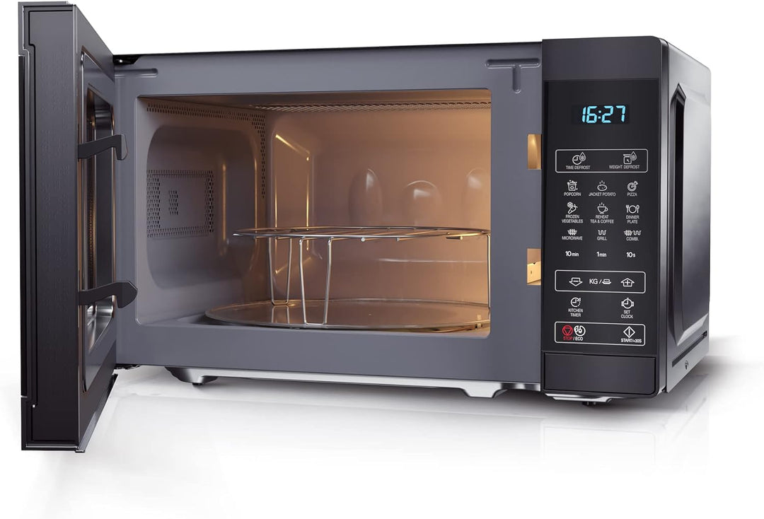 SHARP MG02EB Mikrowelle mit Grill (Mikrowelle: 800W, Grill: 1000W, 11 Leistungsstufen, Auftaufunktio